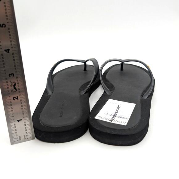 Tory Burch Flip Flop Thong Sandal Brass Gold Logo Women's Kira Black Size US8M - Picture 4 of 13